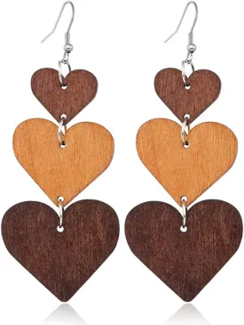 MIGUO STORE Boho Chic Fashion All-match Wooden Long Tassel Dangle Drop Earrings for Women Elegant Geometry Charm Handmade Earrings Gift