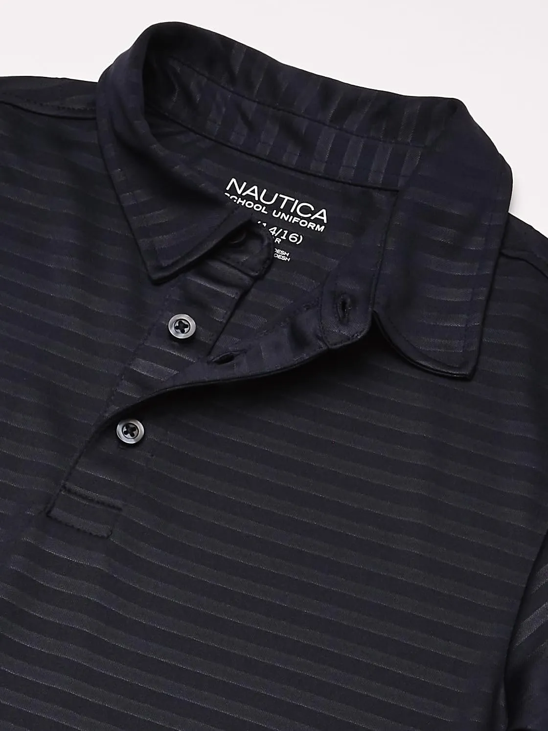 Nautica Boys' Active Short Sleeve Polo Shirt, Button Closure & Embossed Stripes, Breathable Performance Fabric