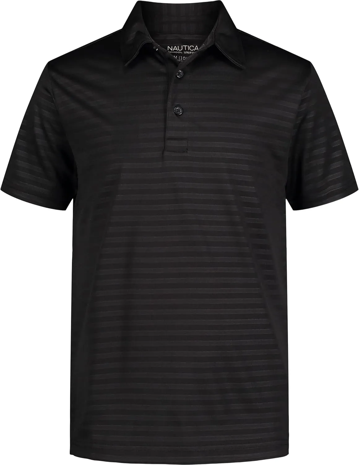 Nautica Boys' Active Short Sleeve Polo Shirt, Button Closure & Embossed Stripes, Breathable Performance Fabric