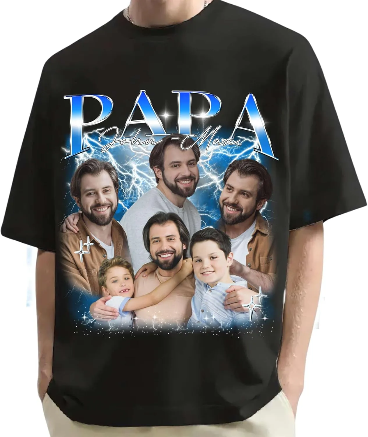 NAZENTI Custom Bootleg Dad Bootleg Rap Tee, Personalized T-Shirts with Picture for Fathers Day, Christmas, Birthday