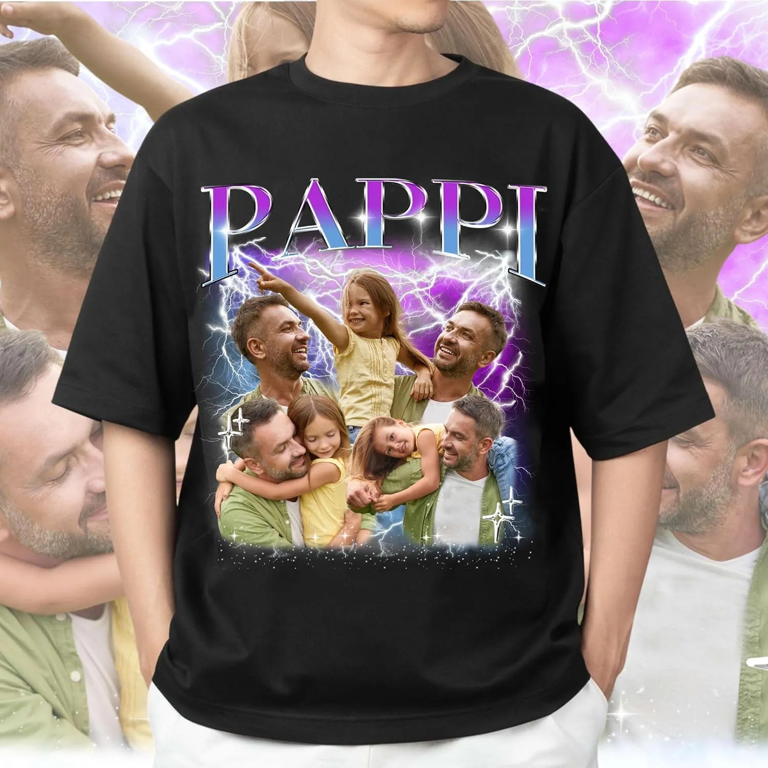 NAZENTI Custom Bootleg Dad Bootleg Rap Tee, Personalized T-Shirts with Picture for Fathers Day, Christmas, Birthday