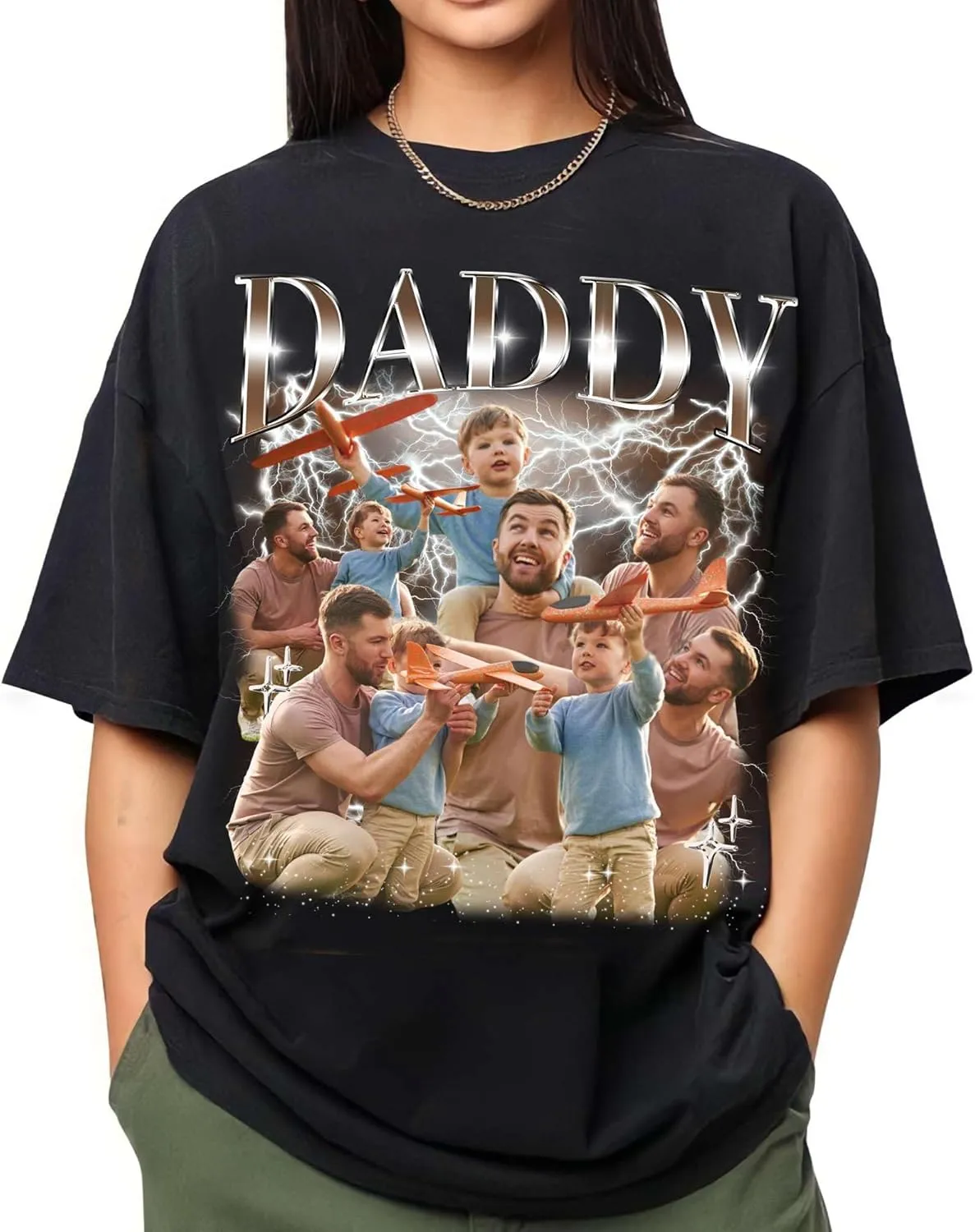 NAZENTI Custom Bootleg Dad Bootleg Rap Tee, Personalized T-Shirts with Picture for Fathers Day, Christmas, Birthday