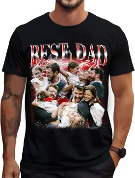 NAZENTI Custom Bootleg Dad Bootleg Rap Tee, Personalized T-Shirts with Picture for Fathers Day, Christmas, Birthday