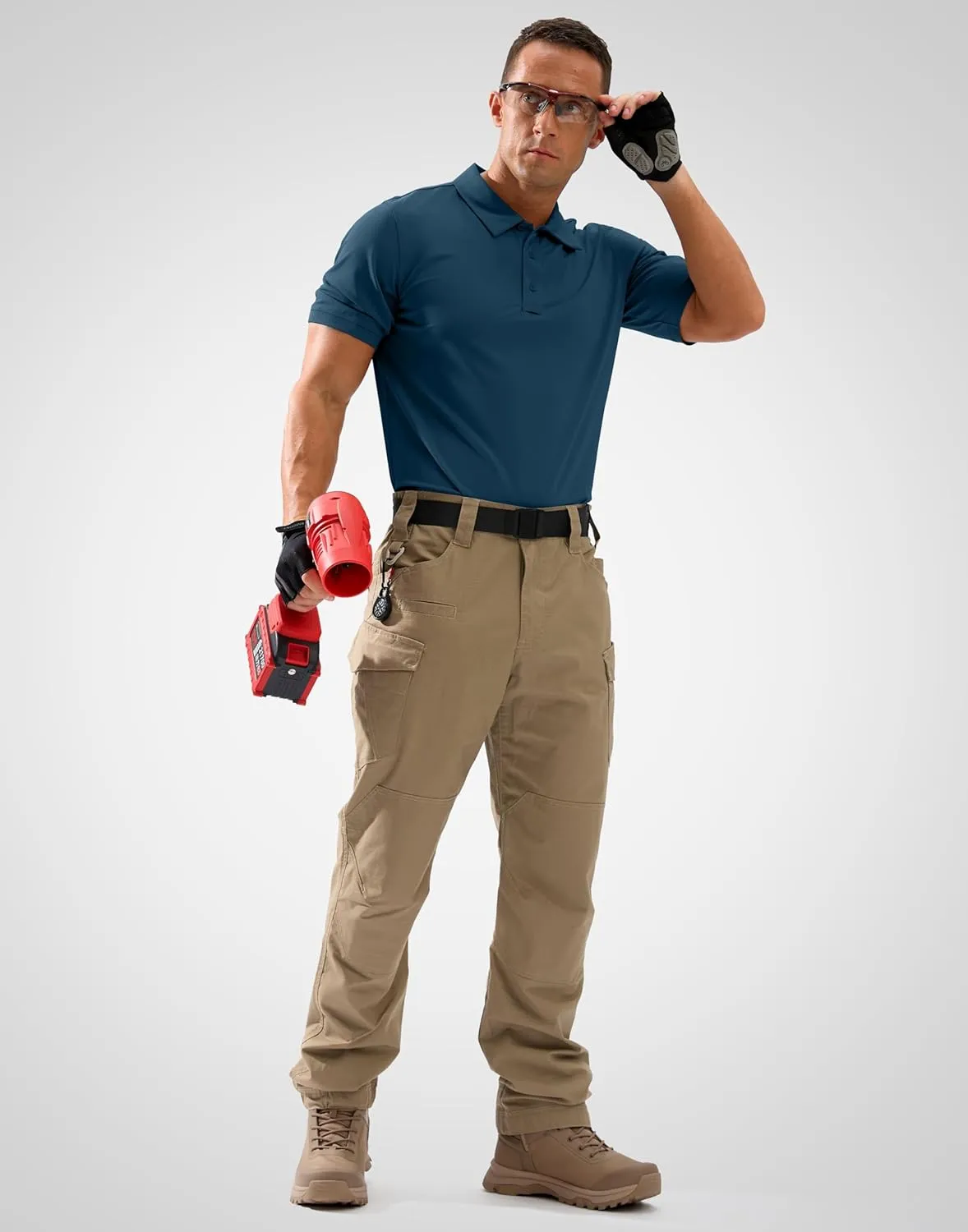 Pudolla Mens Tactical Shirts Short Sleeve Golf Work Polos Moisture Wicking Dry Fit Collared Shirt Lightweight Polo Shirt