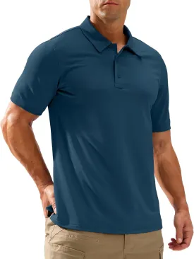 Pudolla Mens Tactical Shirts Short Sleeve Golf Work Polos Moisture Wicking Dry Fit Collared Shirt Lightweight Polo Shirt