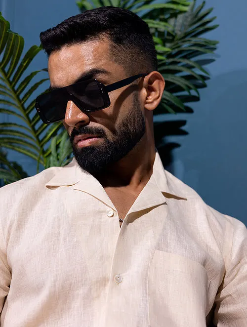 Pure Linen Half Sleeve Shirt - Beige