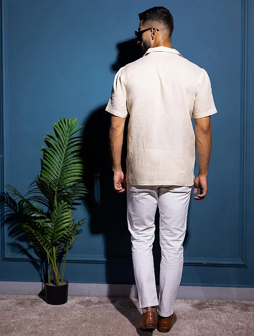 Pure Linen Half Sleeve Shirt - Beige