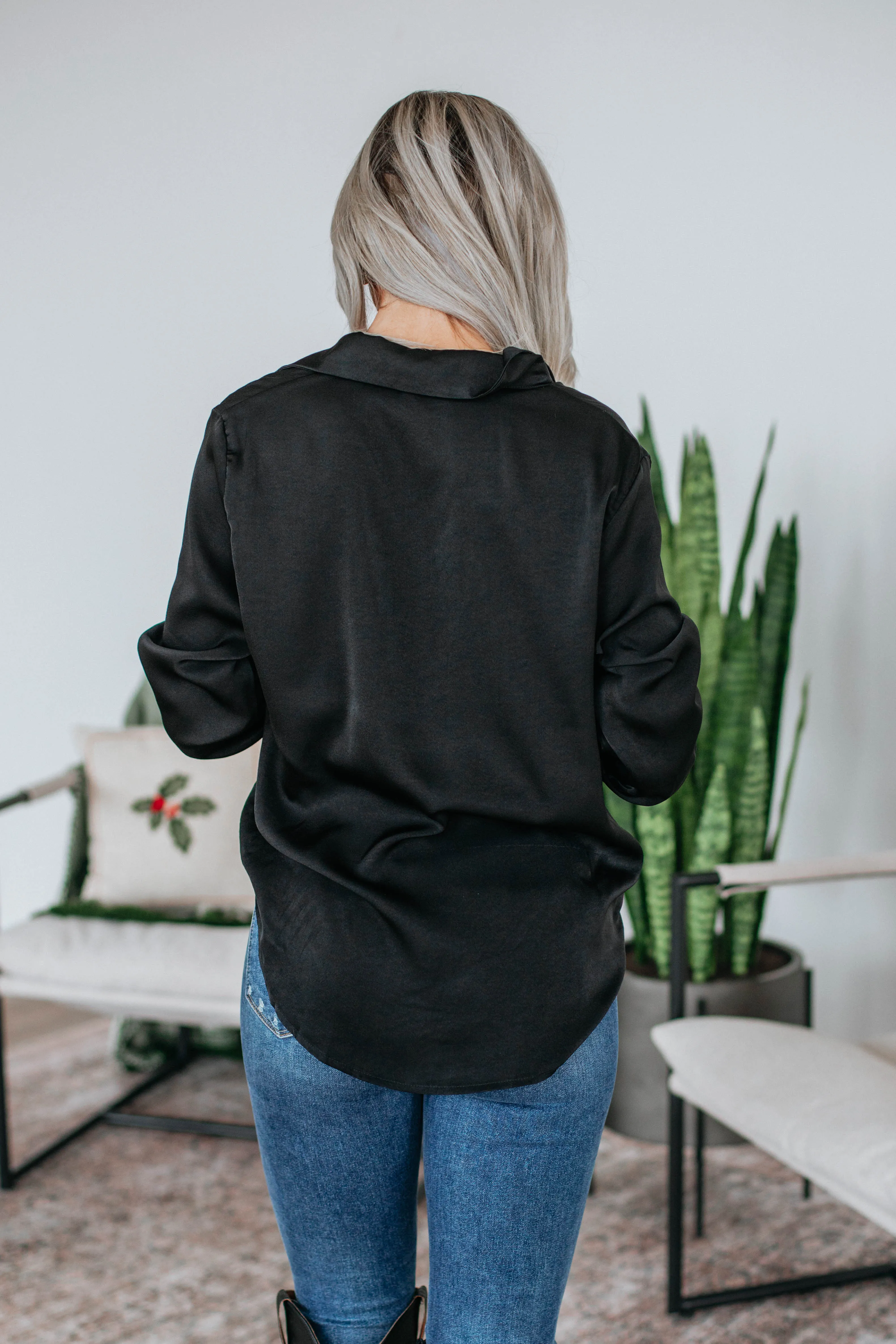 Quinn Button Down Blouse - Black