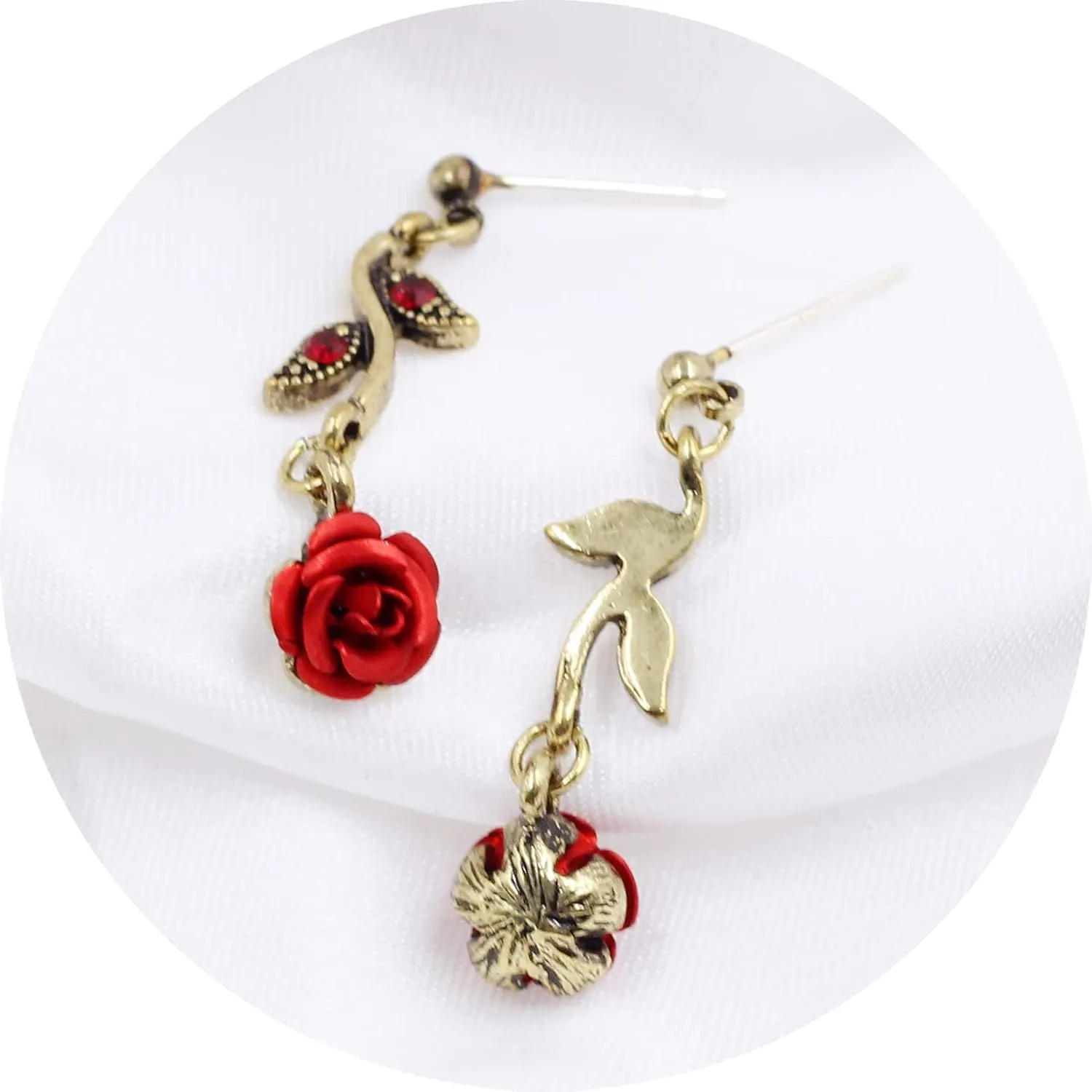 Rose Flower Earrings for Women, Fashion and Romantic Vintage Rose Pendant Earrings Precious Dainty Jewelry Gift for Women Girls Mother Wife Sister Daughte