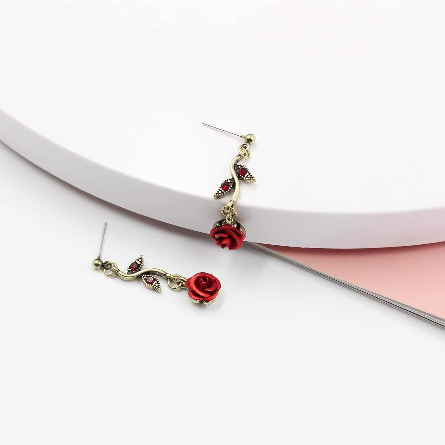 Rose Flower Earrings for Women, Fashion and Romantic Vintage Rose Pendant Earrings Precious Dainty Jewelry Gift for Women Girls Mother Wife Sister Daughte