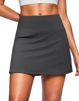 SANTINY 14" Skorts for Women with 2 Pockets High Waisted A Line Casual Pickleball Golf Skort Athletic Tennis Skirt