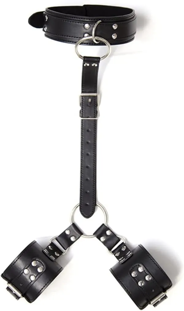 Soft and Smooth Leather Necklace High Neck Collar Choker With Leash Hand Belt, Portable Lightweight for Women/Men Lover