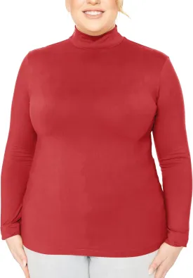 STRETCH IS COMFORT Women's and Plus Oh So Soft Long Sleeve Mock Turtleneck Top Regular and Relaxed Fit Everyday Wear XS-5XL