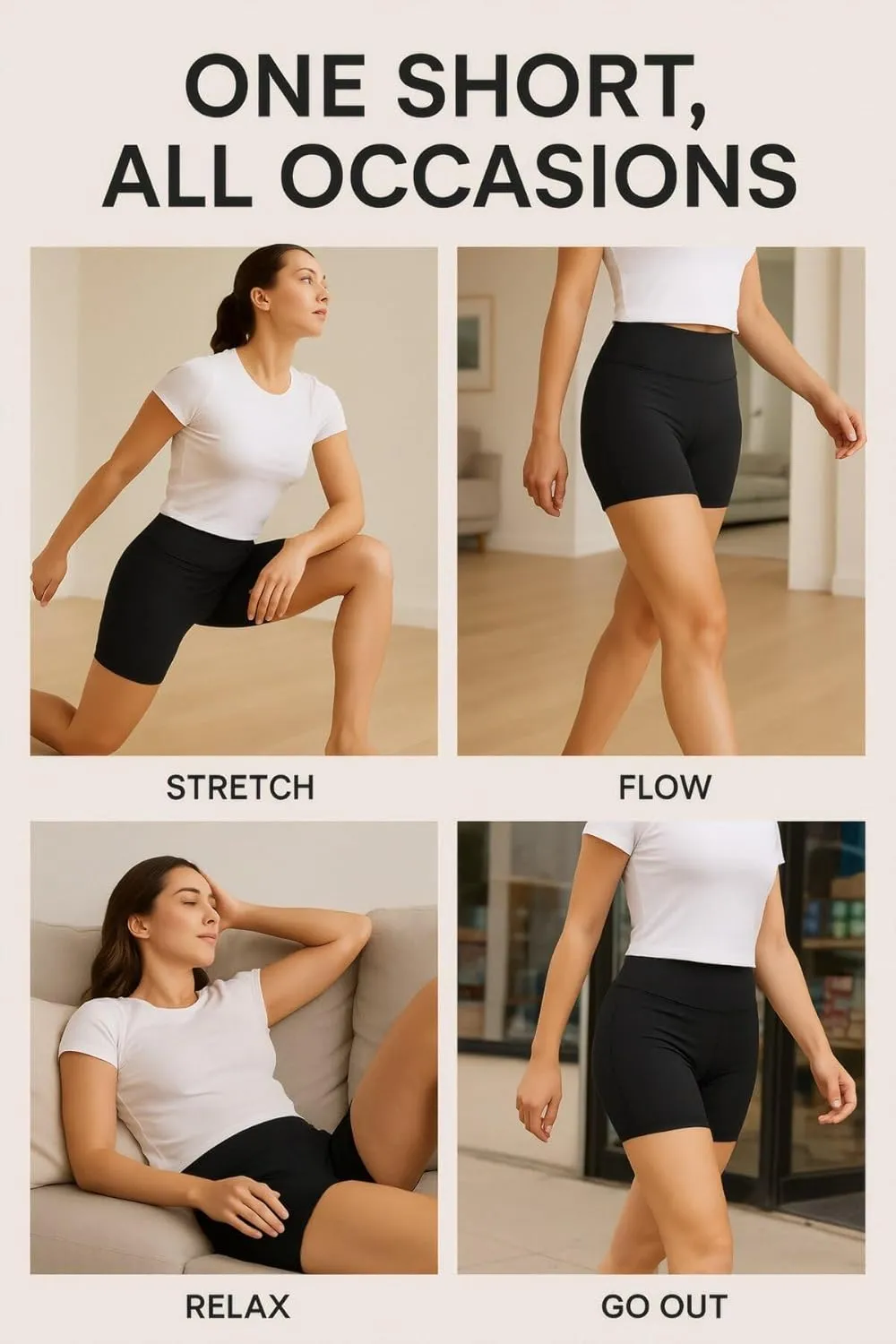 Summer Lounge Yoga Shorts for Women- High Waist Sculpted, No Rolling, No Digging, Ultra Soft Breathable, 4 Way Stretch Fit