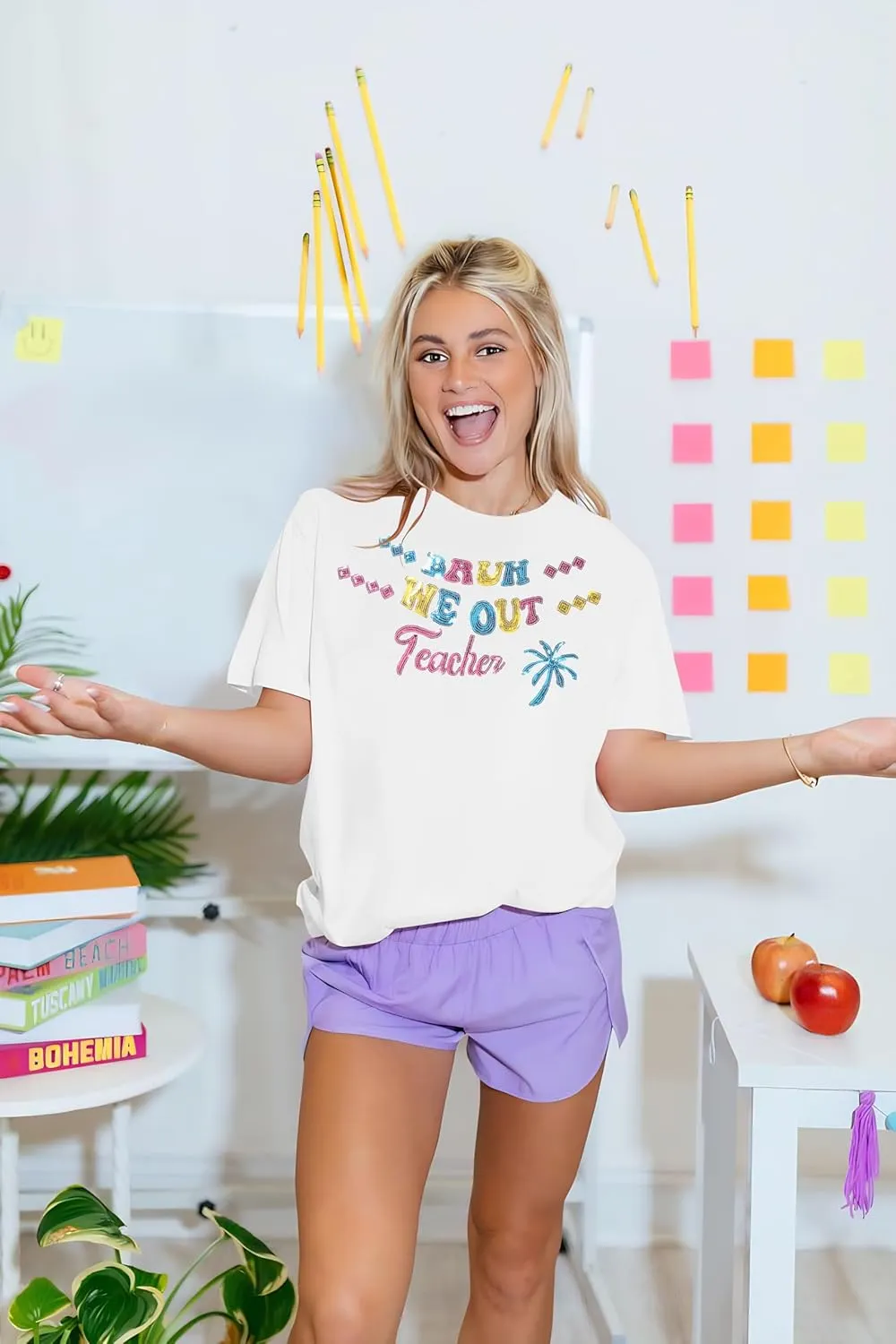 Teacher Shirts Happy Last Day of School T-Shirt Sequin Bruh We Out Teachers Shirt Schools Out Summer Tops