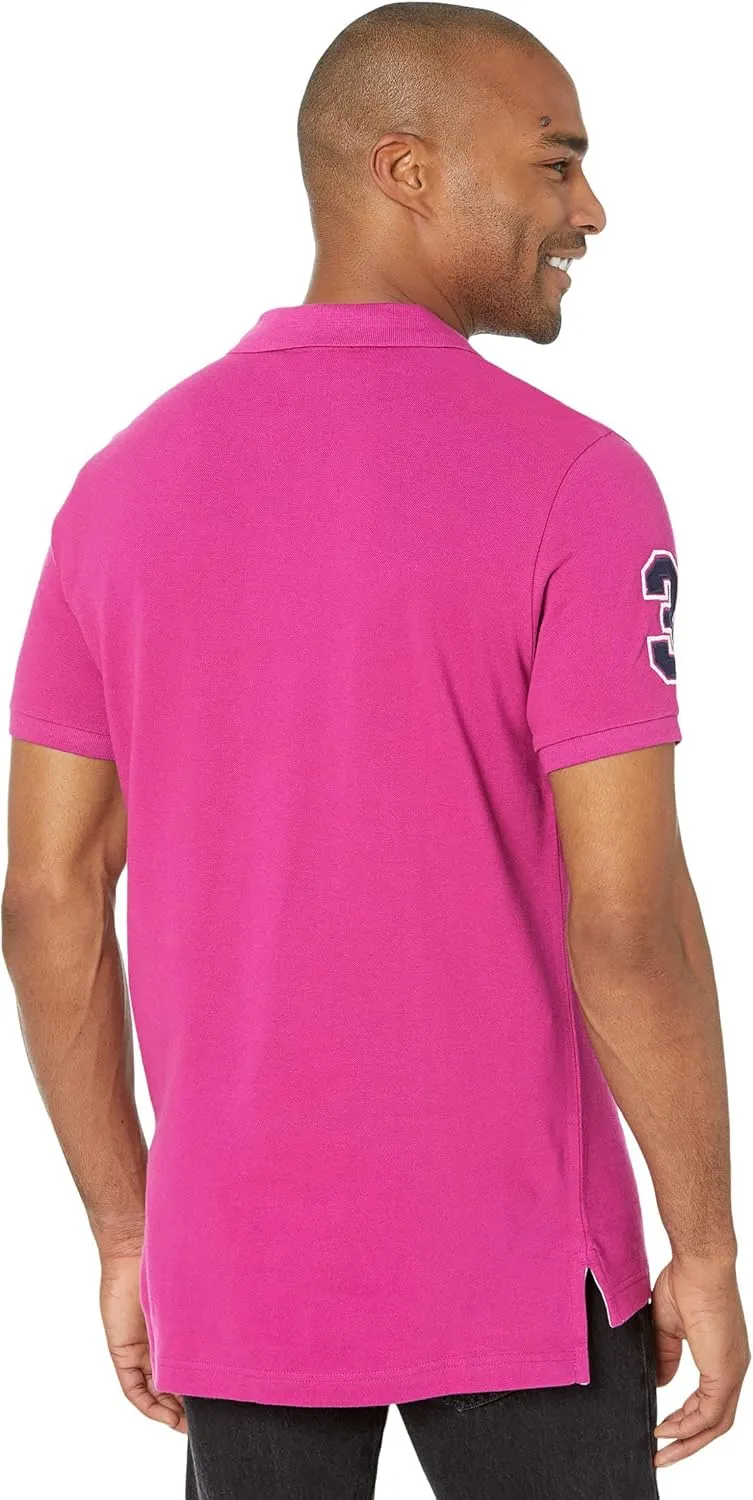 U.S. Polo Assn. Men's Short-Sleeve Polo Shirt with Applique, Casual Summer Slim Fit Polo Shirt with Contrast Color