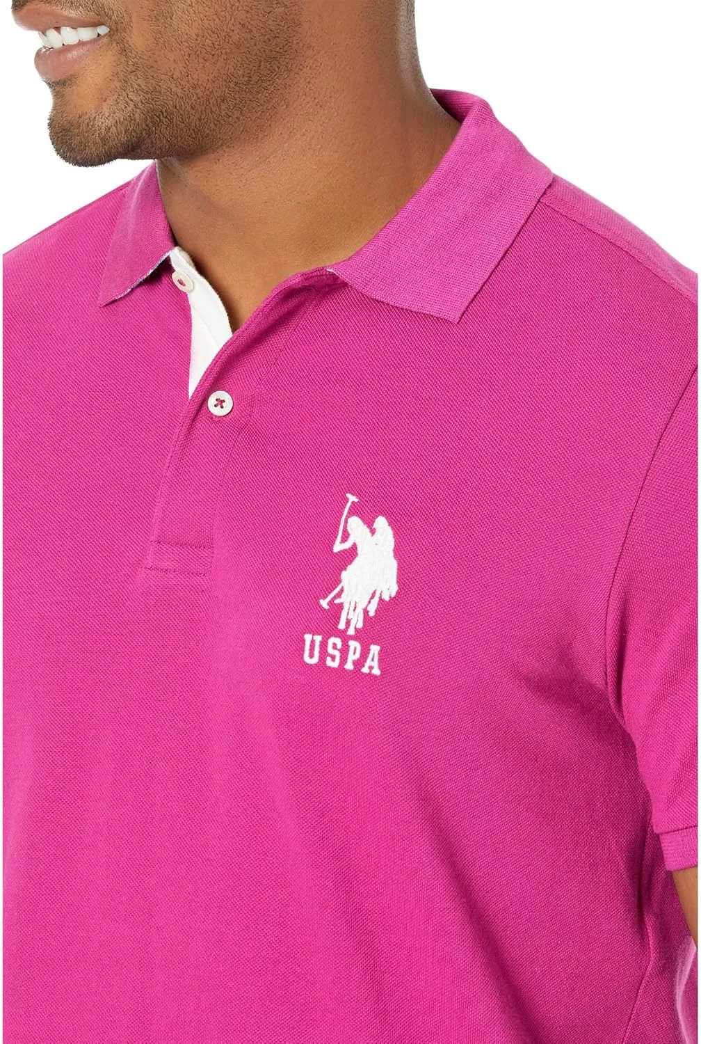 U.S. Polo Assn. Men's Short-Sleeve Polo Shirt with Applique, Casual Summer Slim Fit Polo Shirt with Contrast Color