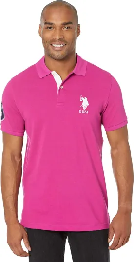 U.S. Polo Assn. Men's Short-Sleeve Polo Shirt with Applique, Casual Summer Slim Fit Polo Shirt with Contrast Color