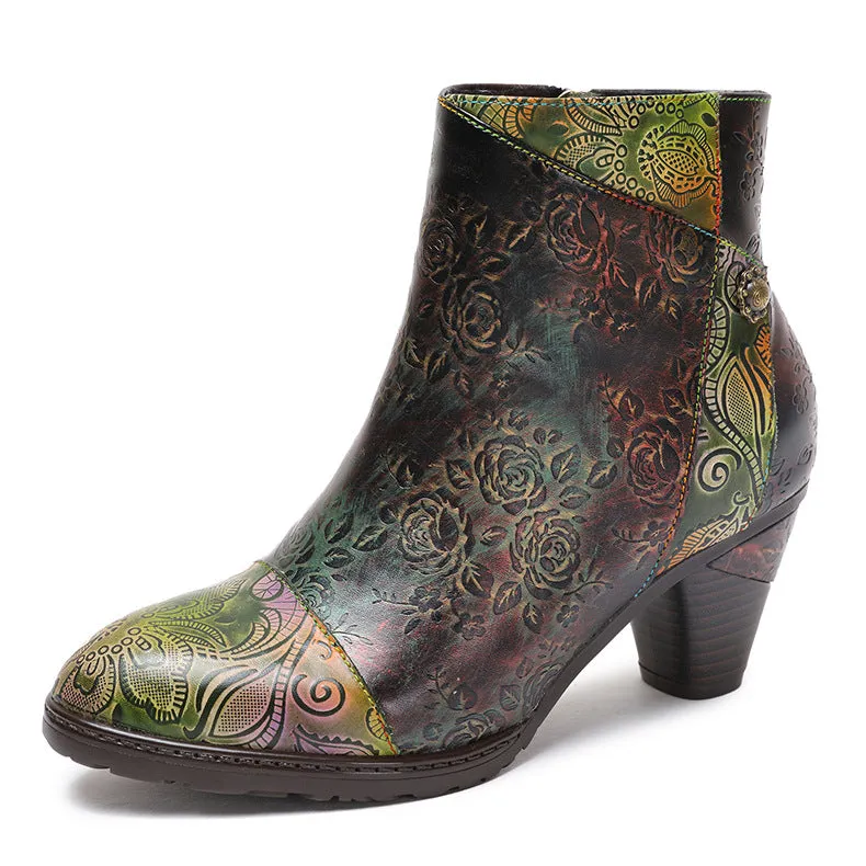 Vintage Handmade Rosy Ankle Boots