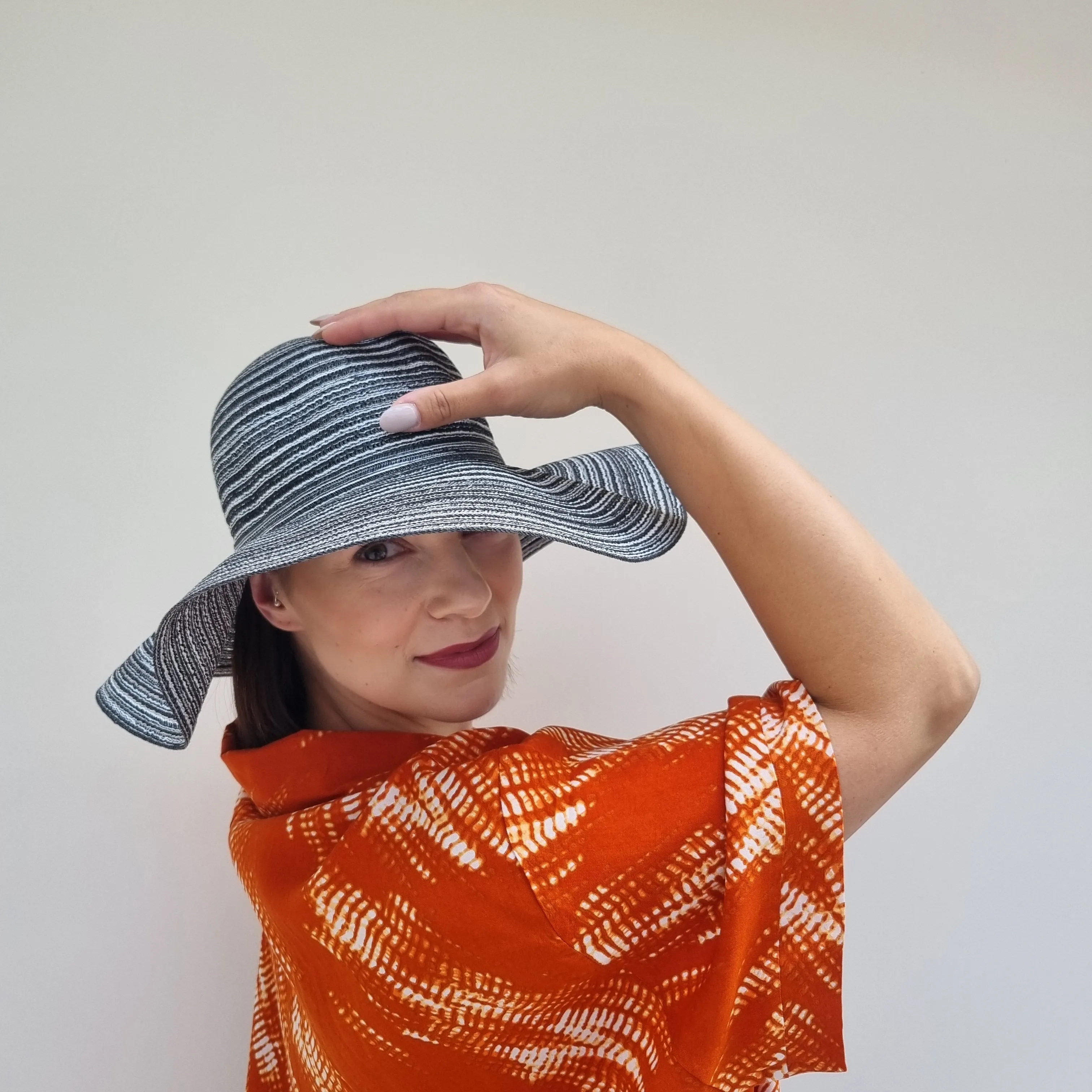 Wide Brim Multi-Coloured Straw Hat