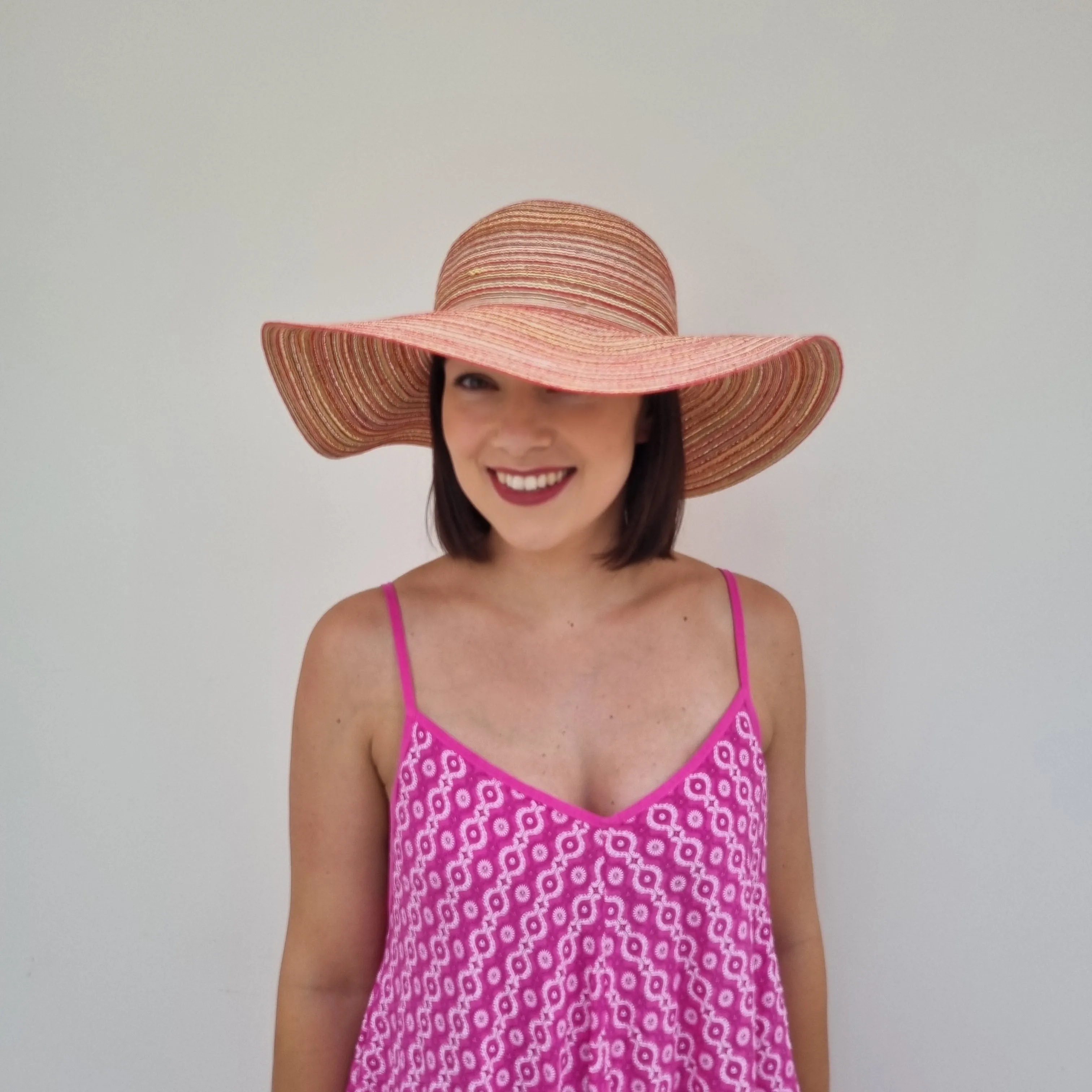 Wide Brim Multi-Coloured Straw Hat