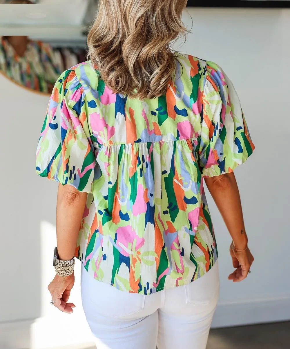 Women Floral Ruffle Short Sleeve Top Flare Shoulder Boho Babydoll T Shirts Casual Flutter Sleeves Summer Blouse