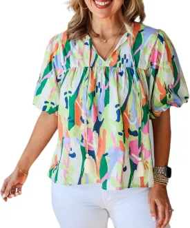 Women Floral Ruffle Short Sleeve Top Flare Shoulder Boho Babydoll T Shirts Casual Flutter Sleeves Summer Blouse