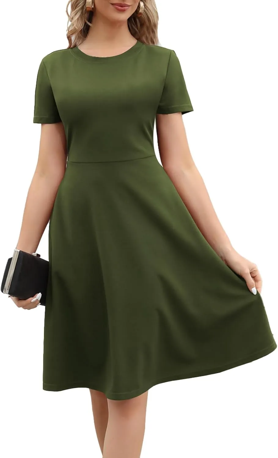 Women's 2025 Fit and Flare Dress Summer Casual Elegant Vintage Floral Printed Work Party A-line Dress with Pockets 162