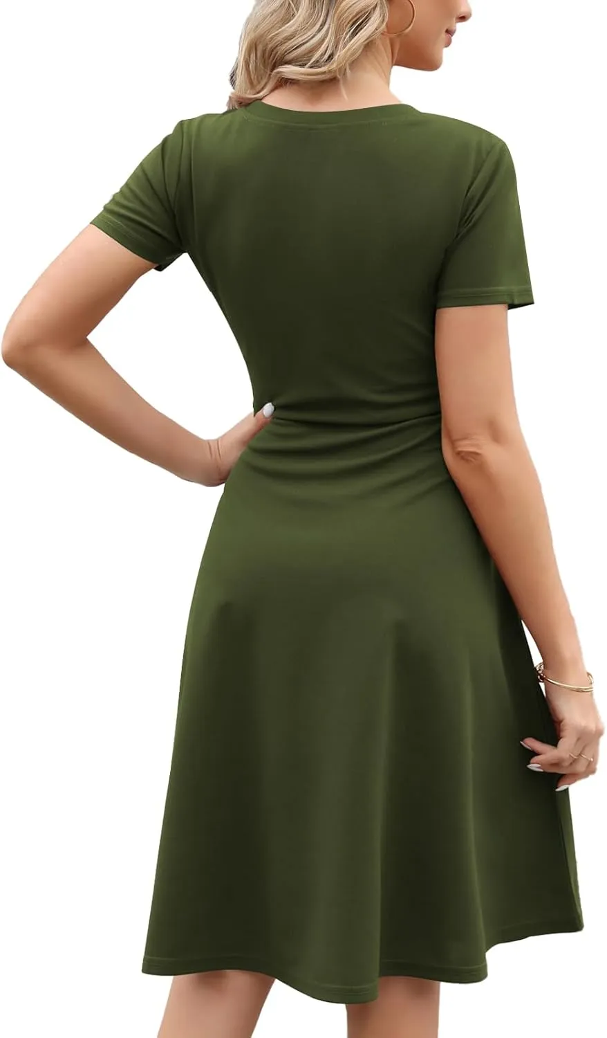 Women's 2025 Fit and Flare Dress Summer Casual Elegant Vintage Floral Printed Work Party A-line Dress with Pockets 162