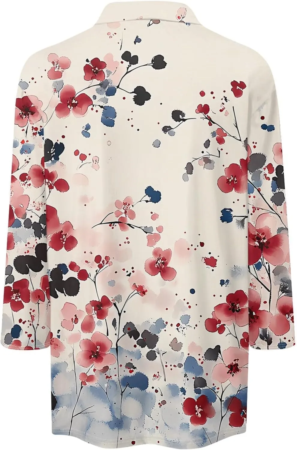 Women's Floral Embroidered V-Neck 3/4 Sleeve Casual Blouse Top Comfortable and Stylish for Everyday Wear
