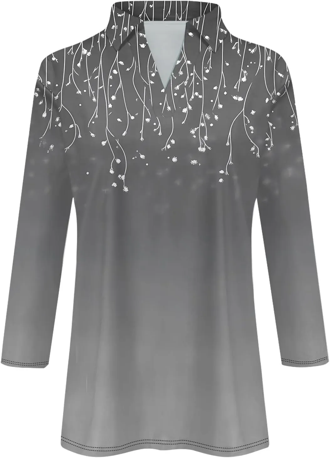 Women's Floral Embroidered V-Neck 3/4 Sleeve Casual Blouse Top Comfortable and Stylish for Everyday Wear