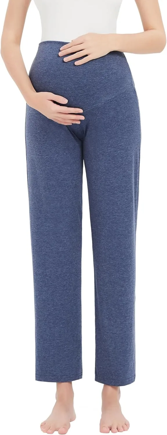 Women's Maternity Pants Casual Loose Wide/Straight Leg Comfy Palazzo Lounge Pant Pregnancy Versatile Trousers