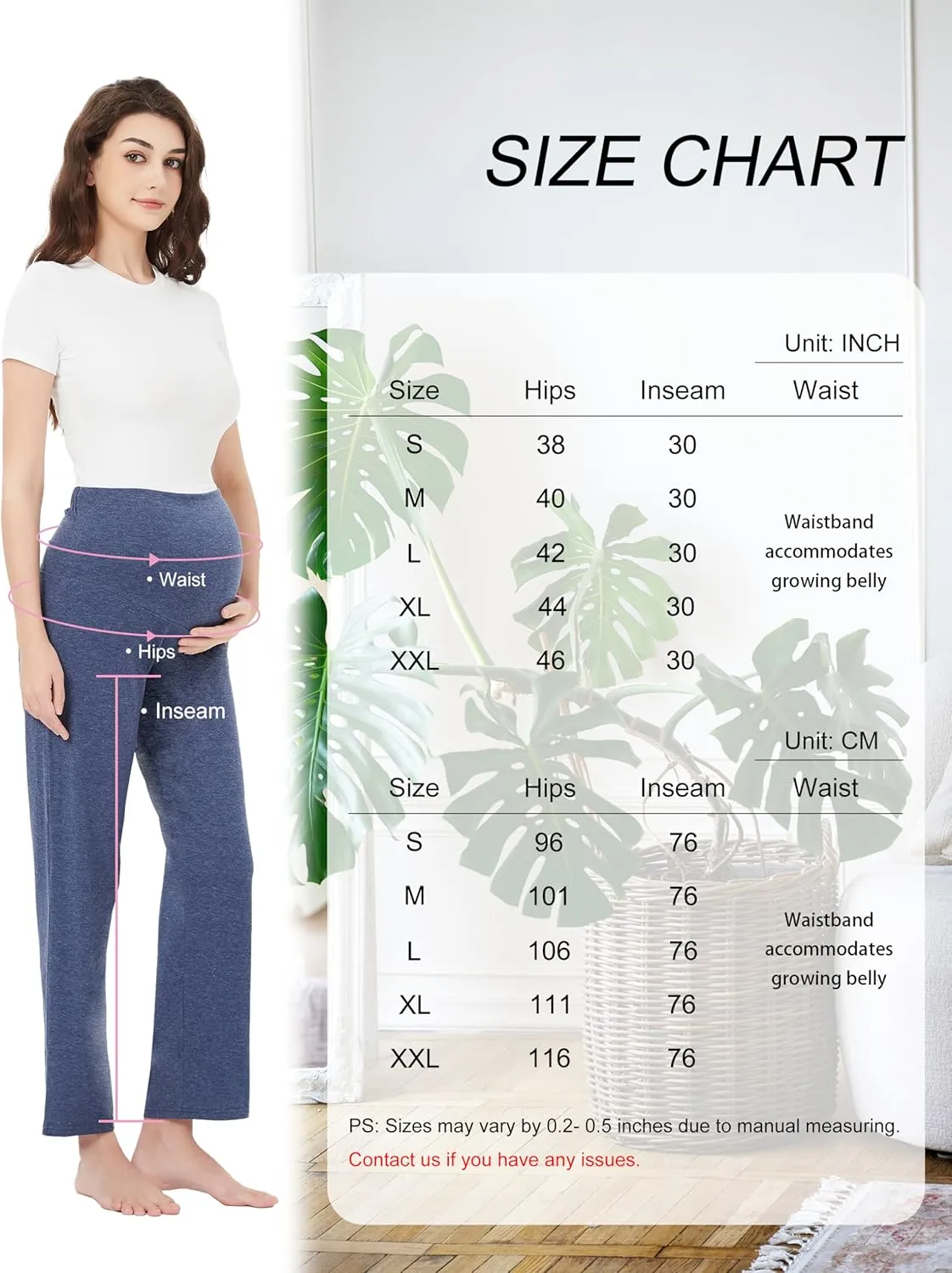Women's Maternity Pants Casual Loose Wide/Straight Leg Comfy Palazzo Lounge Pant Pregnancy Versatile Trousers