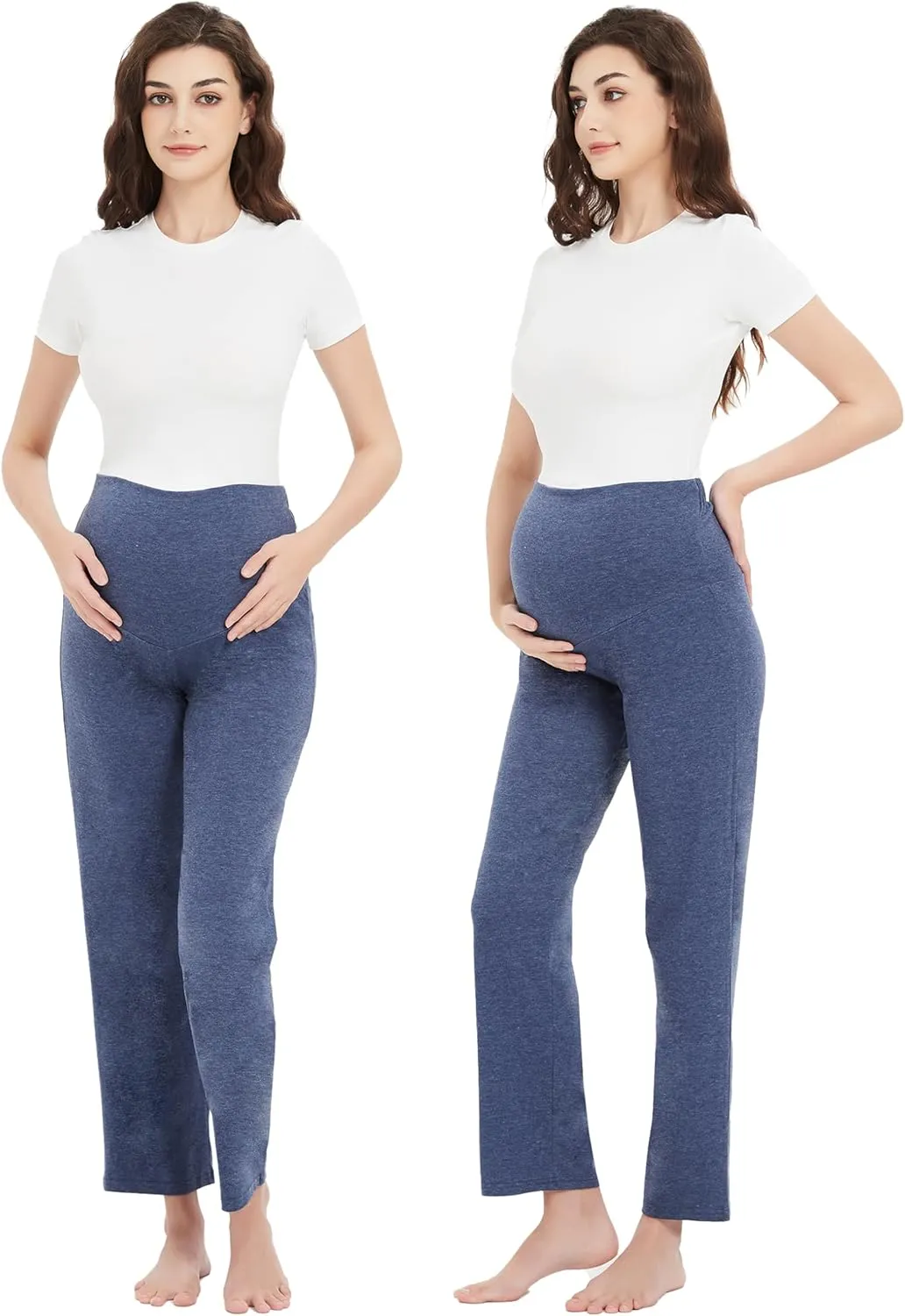 Women's Maternity Pants Casual Loose Wide/Straight Leg Comfy Palazzo Lounge Pant Pregnancy Versatile Trousers
