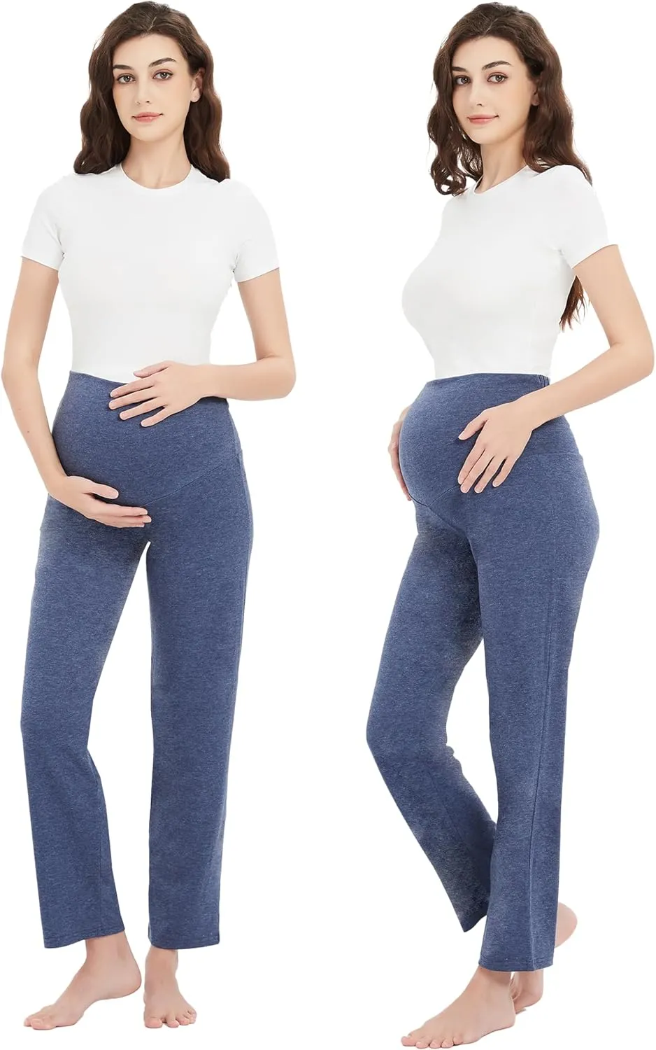 Women's Maternity Pants Casual Loose Wide/Straight Leg Comfy Palazzo Lounge Pant Pregnancy Versatile Trousers