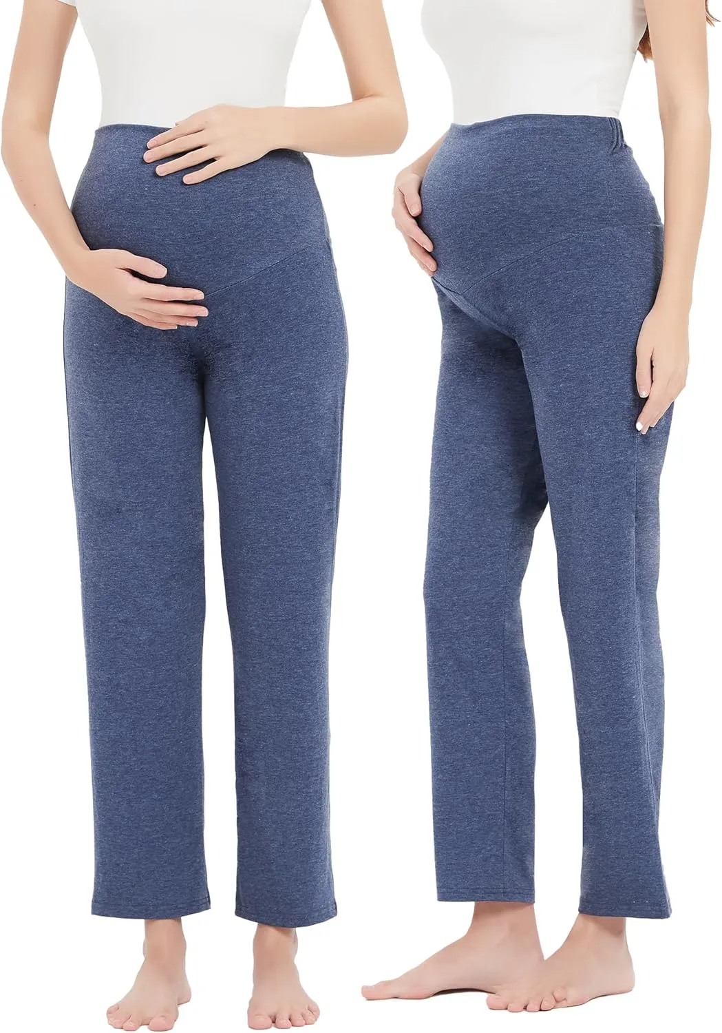 Women's Maternity Pants Casual Loose Wide/Straight Leg Comfy Palazzo Lounge Pant Pregnancy Versatile Trousers