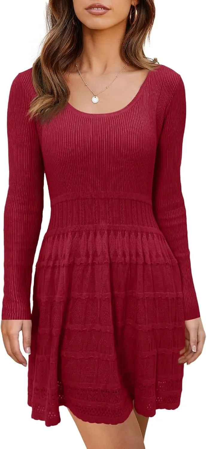 Womens Sweater Dresses 2024 Warm Winter Dress Fall Fashion 2024 Flattering Dresses to Hide Tummy