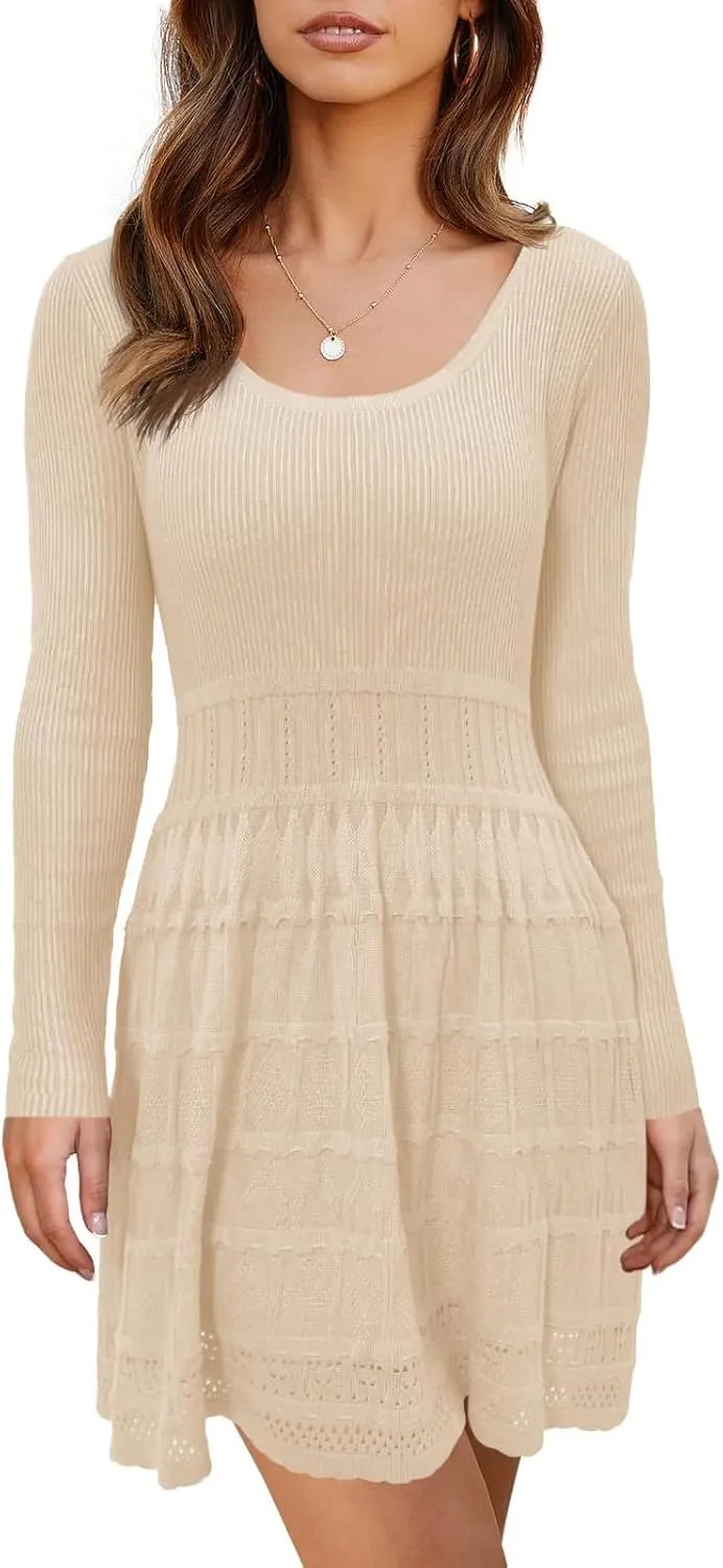 Womens Sweater Dresses 2024 Warm Winter Dress Fall Fashion 2024 Flattering Dresses to Hide Tummy