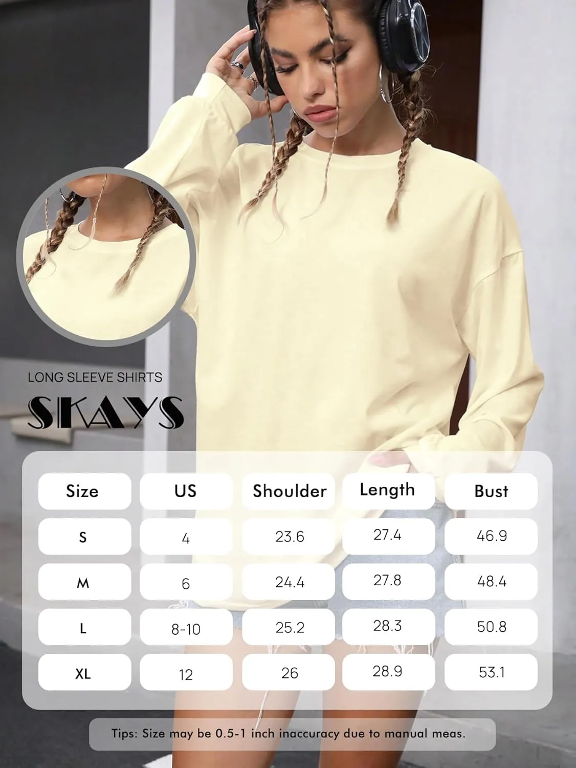 Womens Tops Long Sleeve Shirts Solid Drop Shoulder Tee Casual Basic Crewneck Tee Loose Blouses