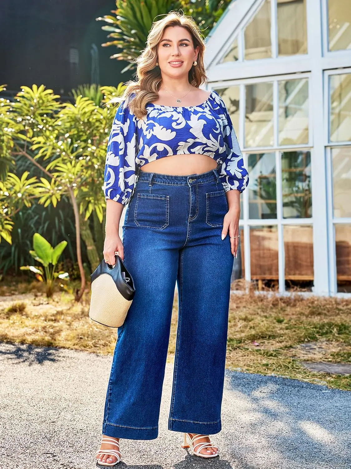 Women's Wide Leg Jeans and Straight Leg Jeans with High Waist, Stretchy Denim Pants Available in Ankle and Standard Lengths